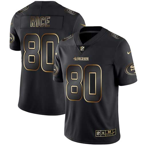 Men's San Francisco 49ers #80 Jerry Rice 2019 Black Gold Edition Stitched NFL Jersey